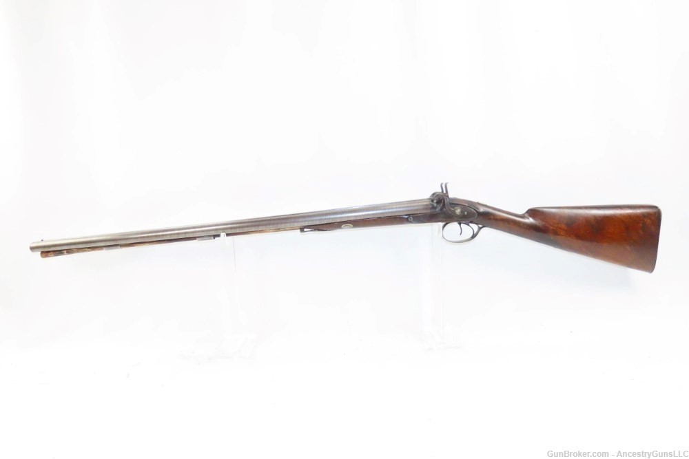 Antique CASED & Engraved MANTON Percussion DOUBLE BARREL SxS HAMMER Shotgun-img-2