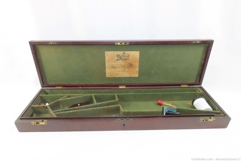 Antique CASED & Engraved MANTON Percussion DOUBLE BARREL SxS HAMMER Shotgun-img-21