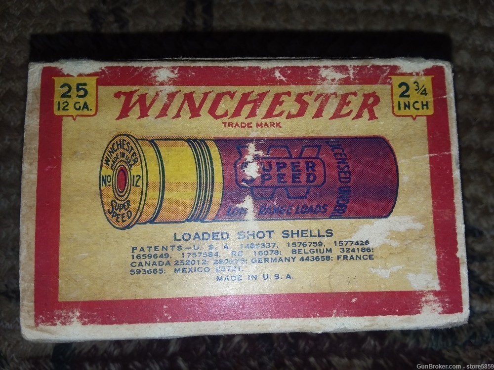 Vintage WINCHESTER SUPER SPEED 12 Gauge Shot Shells-img-1