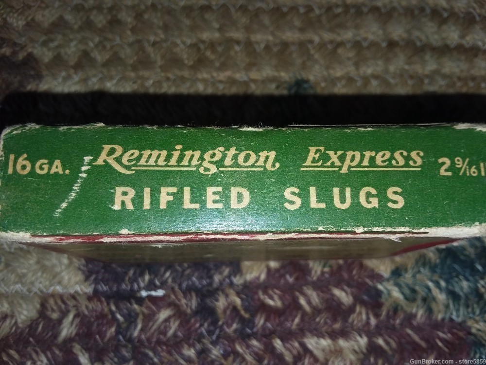 Vintage REMINGTON EXPRESS 16 Ga. Paper Rifled Slugs-img-1