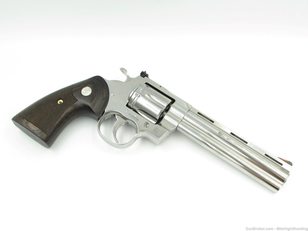 NIB Colt Python 6" .357 Stainless Finish Wood Grips SP6WTS -img-1