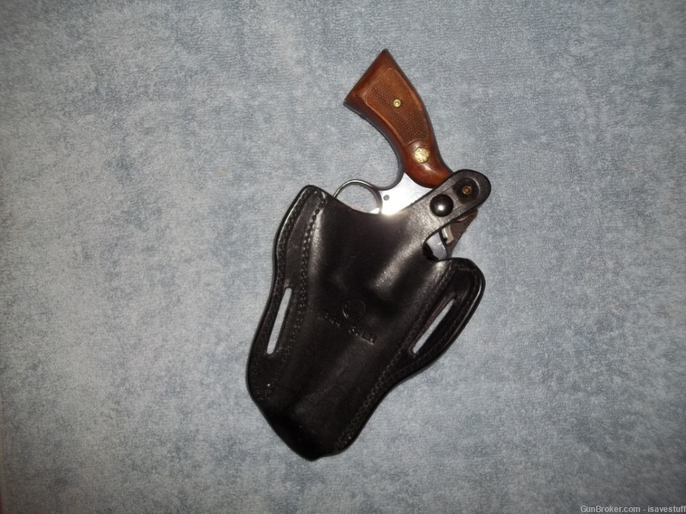 Smith & Wesson LOGO L/H OWB Leather Holster 10 13 19 66 Ruger Speed Service-img-1