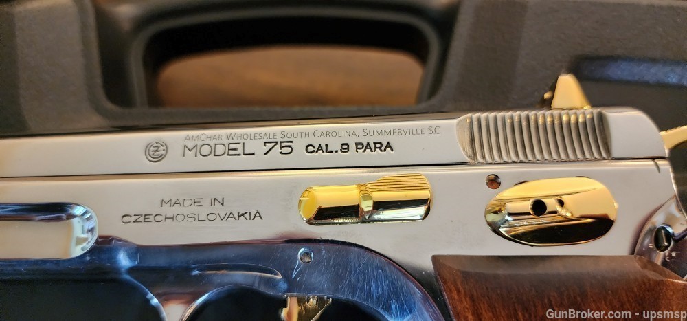 CZ MODEL 75 CUSTOM HIGH POLISHED NICKEL FINISH WITH 24K GOLD ACCENTS 9mm-img-10