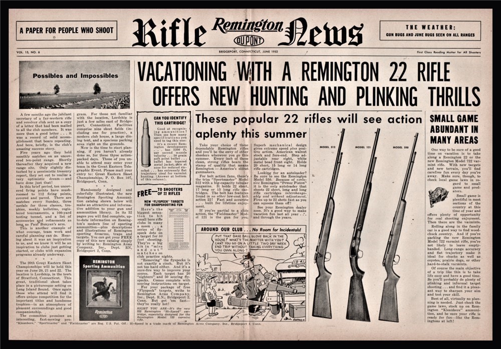 1952 REMINGTON Moel 512, 121, 540 .22 Rifle Centerfold Vintage AD-img-0