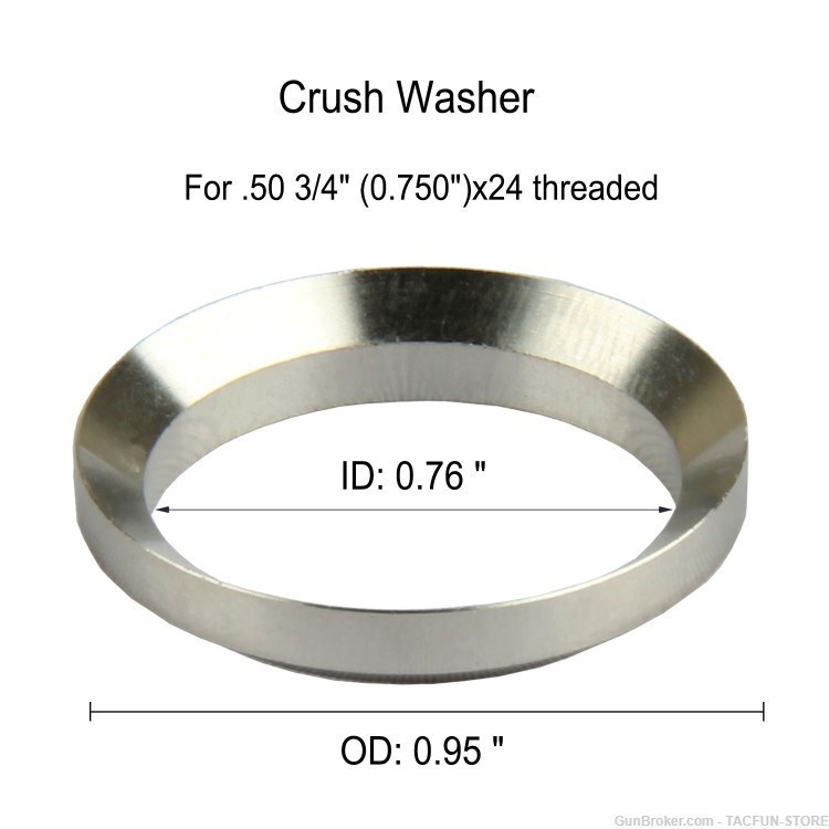 TACFUN 5 Piece Crush Washer for .50 Beowulf - Stainless Steel-img-2
