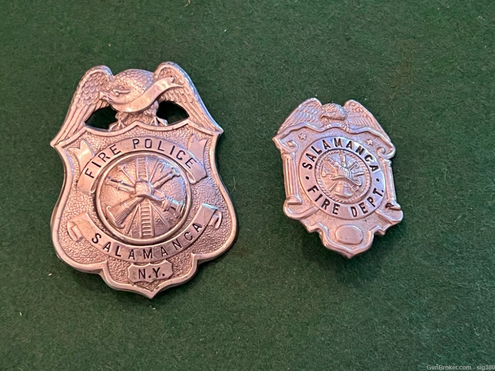 VINTAGE 1900-1920s FIRE DEPARTMENT POLICE BADGES FOR SALAMANCA NY, WHITEHEA-img-1