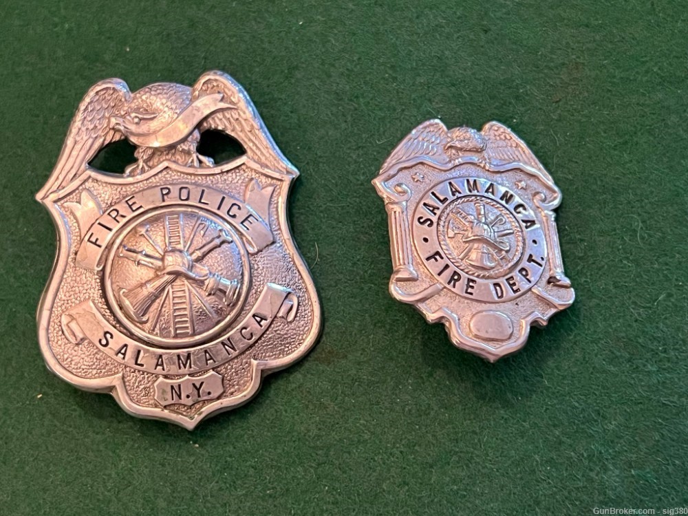 VINTAGE 1900-1920s FIRE DEPARTMENT POLICE BADGES FOR SALAMANCA NY, WHITEHEA-img-0