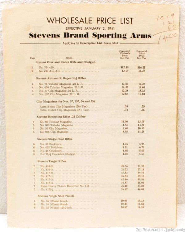 Lot of Early 1940's Stevens Catalogs/Wholesale Price Lists -img-6