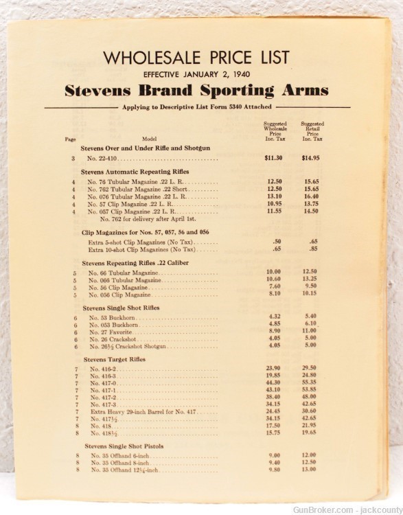 Lot of Early 1940's Stevens Catalogs/Wholesale Price Lists -img-5