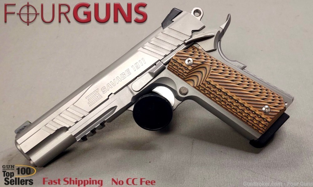 Savage 1911 Government Style .45 ACP Stainless Pistol w/ Rail 5" 67203-img-0