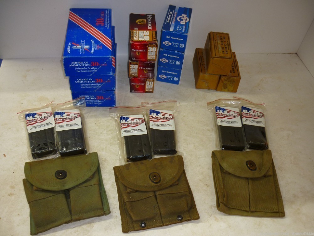 200rd - STARTER LOT + 2ct NEW MAGS + Pouch - 30 CARBINE M1 - PPU LC -img-34