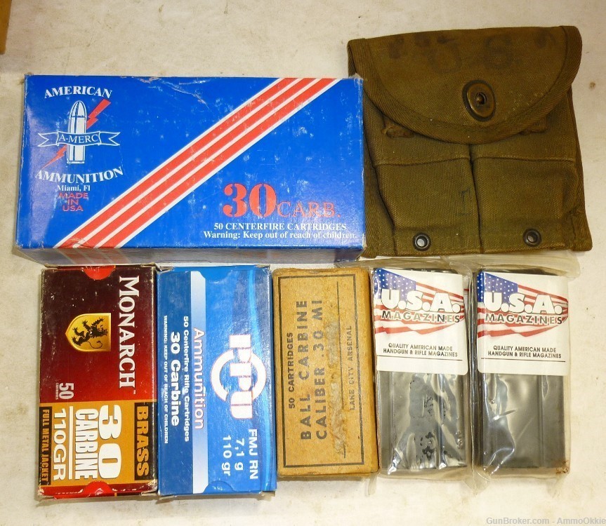 200rd - STARTER LOT + 2ct NEW MAGS + Pouch - 30 CARBINE M1 - PPU LC -img-0
