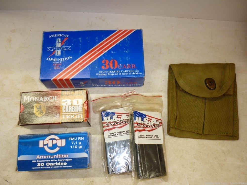 200rd - STARTER LOT + 2ct NEW MAGS + Pouch - 30 CARBINE M1 - PPU LC -img-35