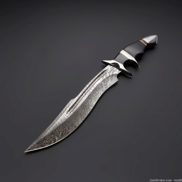 HANDMADE CUSTOM HUNTING KNIFE DAMASCUS STEEL QK86-img-1