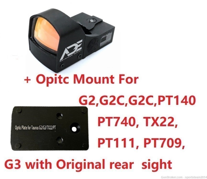 ADE RD3-009 Red Dot+Optic Mount Plate For Taurus PT111 G2,G2C,G3,PT140,TX22-img-0
