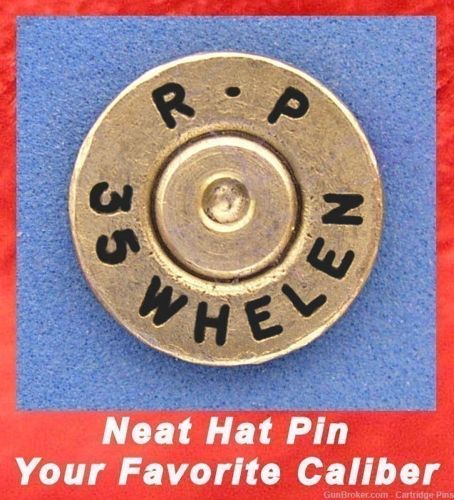 Remington R-P 35 Whelen (Nickel) Cartridge Hat Pin  Tie Tac  Ammo Bullet-img-0