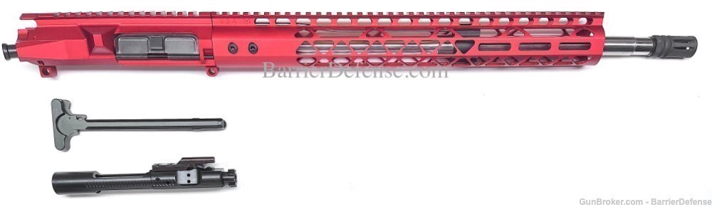 Anodized RED AR-15 18" Stainless Steel SOCOM Upper + Air-Lite M-Lok-img-0