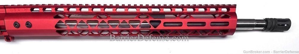 Anodized RED AR-15 18" Stainless Steel SOCOM Upper + Air-Lite M-Lok-img-2