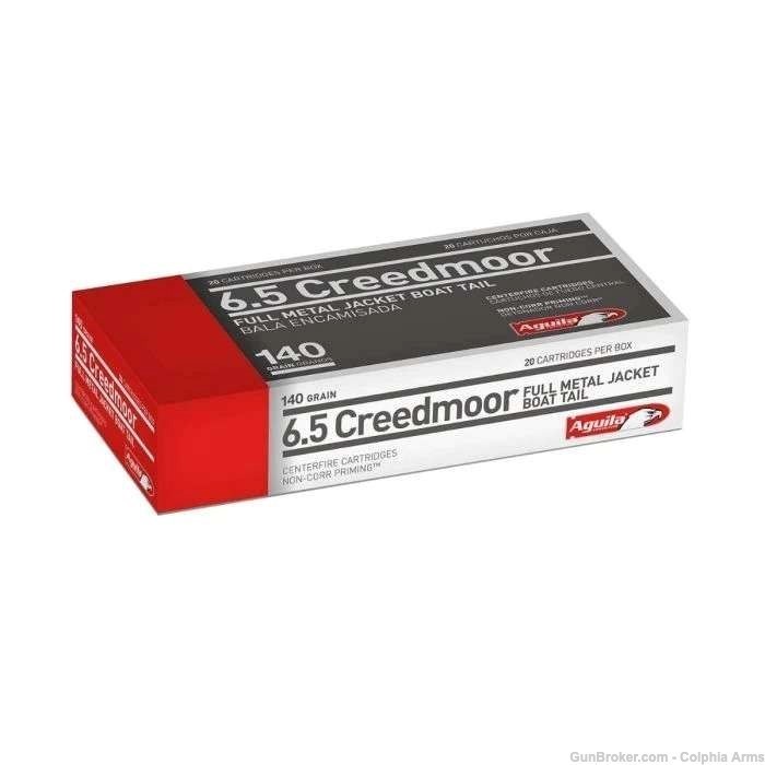 Aguila 6.5 Creedmoor 140 gr Full Metal Jacket Ammo Boat-Tail 20 Rounds Box-img-0