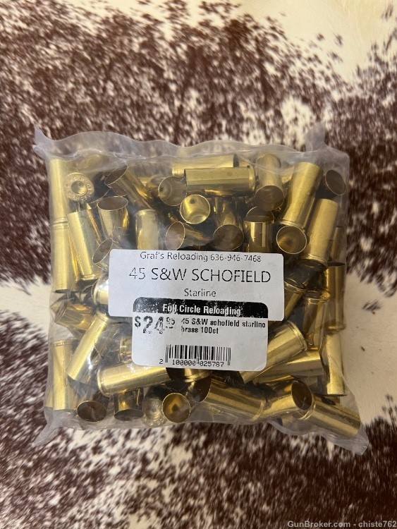 SCARCE - Sealed 100 Count of New Starline 45 S&W Schofield Brass -img-0