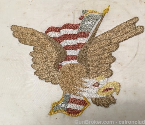 Sailors Eagle, flag, and shield embroidery, US naval 1890-img-1