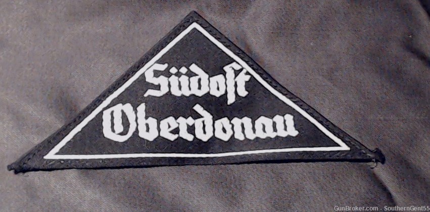 WW2 German HJ BDM Sudost Oberdonau District Sleeve Triangle with RZM Tag-img-0