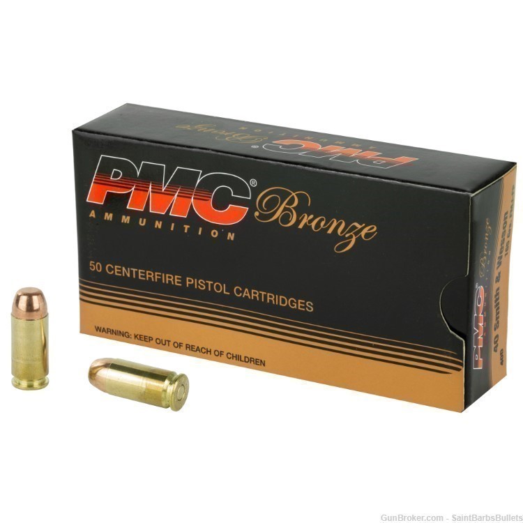 PMC Bronze .40 S&W 165 Grain FMJ Flat Point - 50 Rounds-img-0