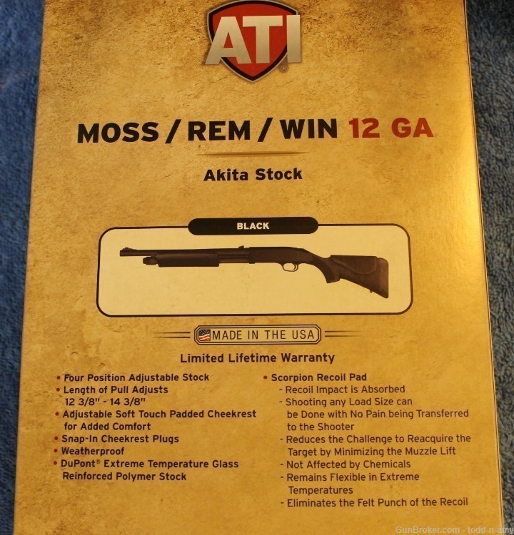 ATI Akita Adjustable Stock Mossberg/Remington/Winchester 12ga Black NEW!-img-2
