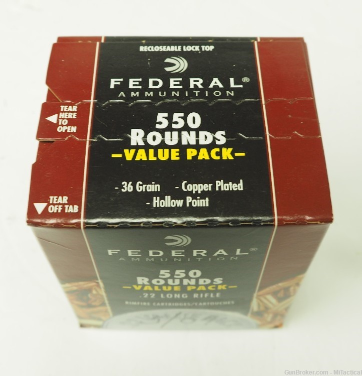 Federal 550 Rds .22 Long Rifle 36 Grain Copper Plated Hollow Point-img-1