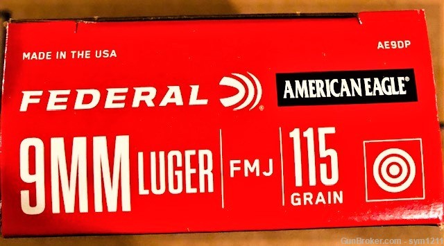 Federal American Eagle 9mm 115 gr Luger AE9DP FMJ Factory New Ammunition-img-1