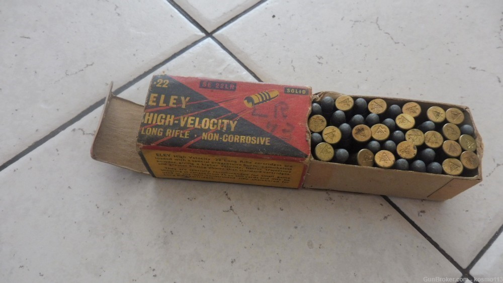 VINTAGE ELEY .22 Long Rifle Partial Box 42 Rounds Rabbit & Deer box-img-6