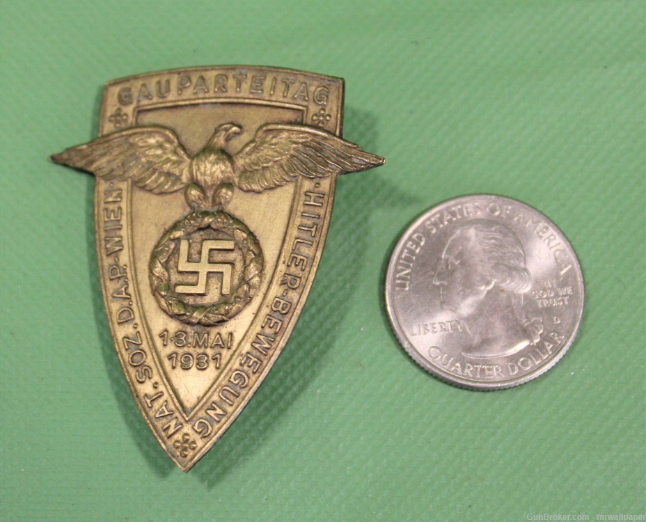 German WWII 1931 Gold AH – Bewegung Parteitag Badge 2K-img-2
