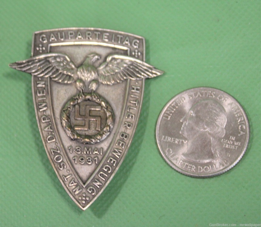 German WWII 1931 Silver AH– Bewegung Parteitag Badge 2J-img-2