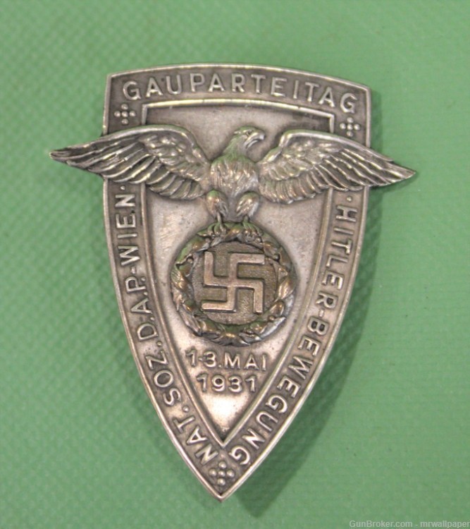 German WWII 1931 Silver AH– Bewegung Parteitag Badge 2J-img-0