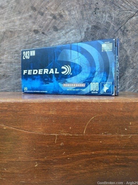 243 WIN Federal Power Shok JSP 100Gr. 20 Rounds No CC Fee Fast Shipping-img-0
