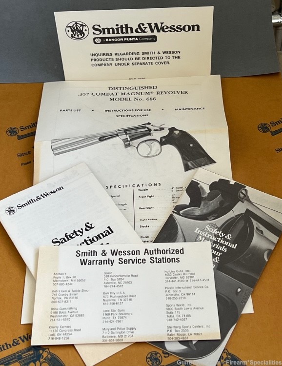 SMITH AND WESSON VINTAGE MODEL 686 COMPLETE DOCUMENTATION-img-0