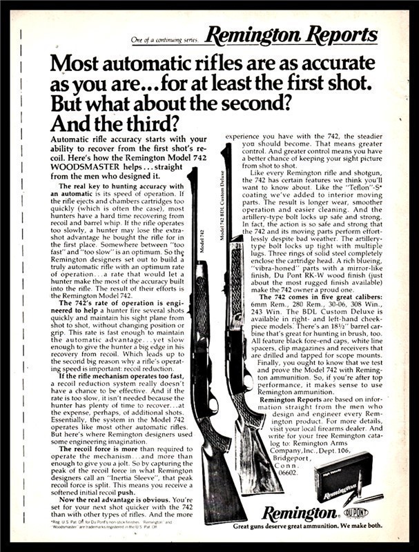 1975 REMINGTON 742 & 742BDL Woodmaster Rifle AD-img-0