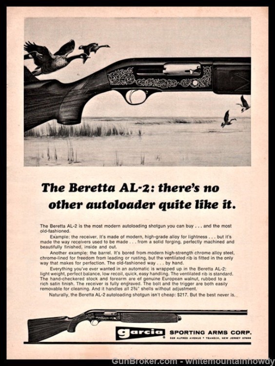 1971 BERETTA AL-2 Shotgun Garcia PRINT AD-img-0