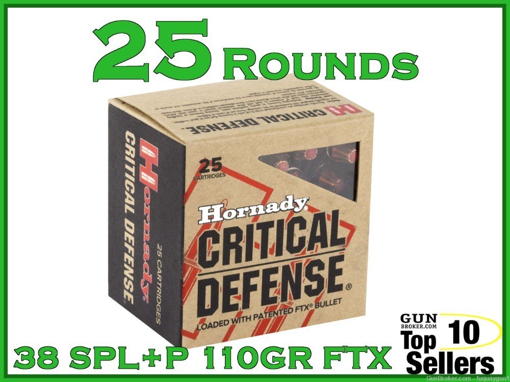Hornady Critical Defense 38 SPL +P 110 gr FTX 38 Special +P Ammo 90311-img-0