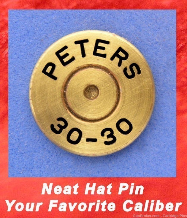 Peters 30-30 WIN Brass Model 94 Cartridge Hat Pin  Tie Tac  Ammo Bullet-img-0