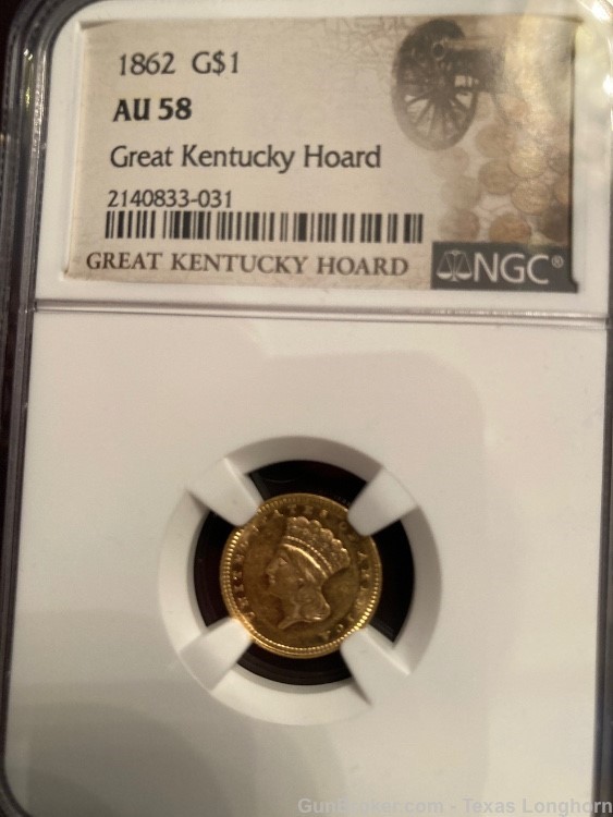 1857+1862 $1 Gold Indian Princess Civil War “Kentucky Hoard” NGC AU58 Colt-img-12