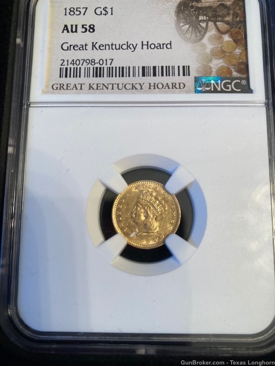 1857+1862 $1 Gold Indian Princess Civil War “Kentucky Hoard” NGC AU58 Colt-img-4