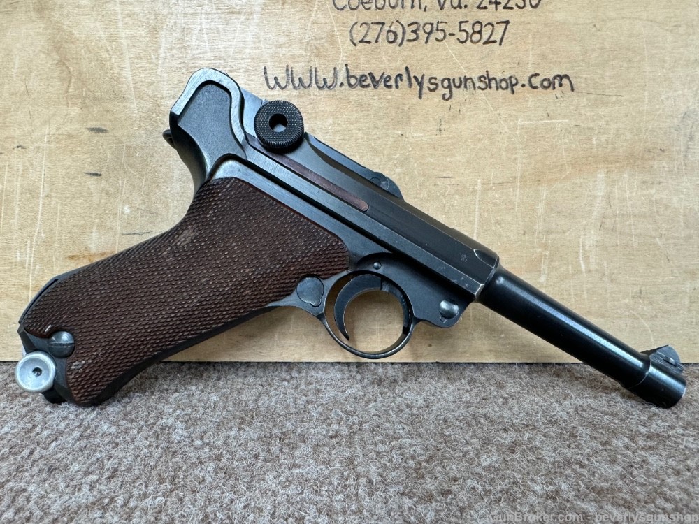  Rare 1941 Luger P08 Mauser Banner Police Model 9mm 4"-img-2