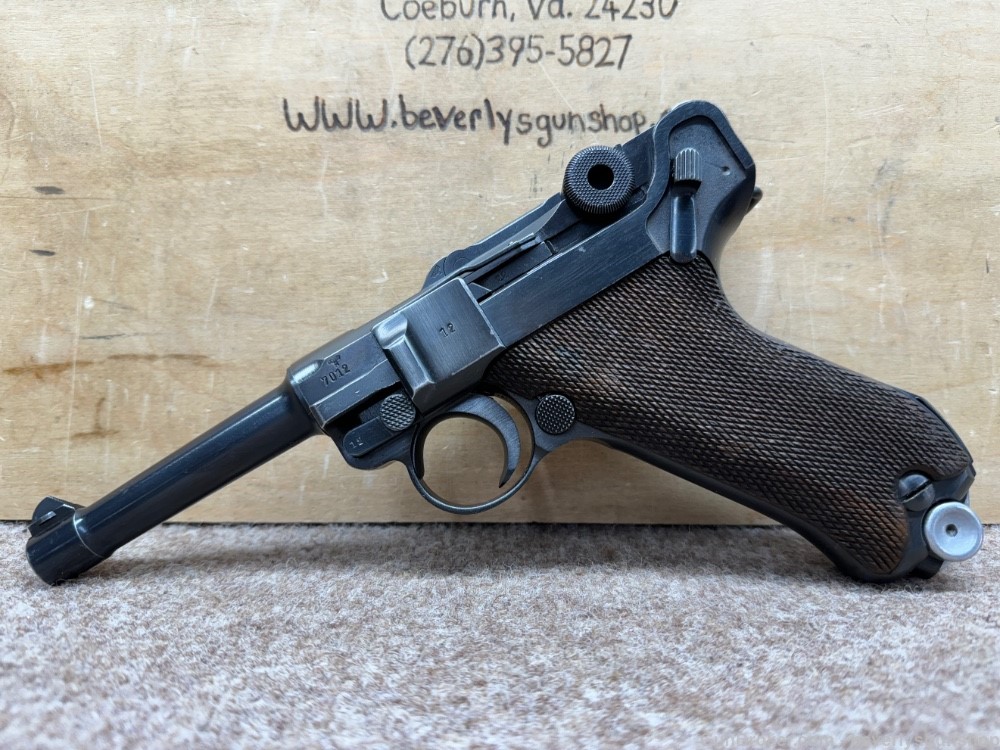  Rare 1941 Luger P08 Mauser Banner Police Model 9mm 4"-img-1