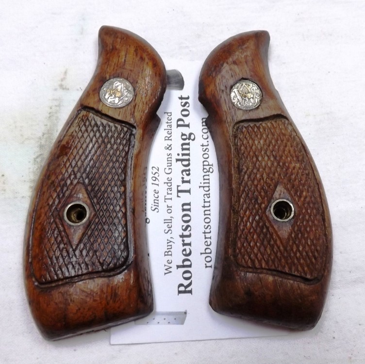 Smith & Wesson Factory Grips Service Magna K L Round Walnut 1962 21993 VG -img-0