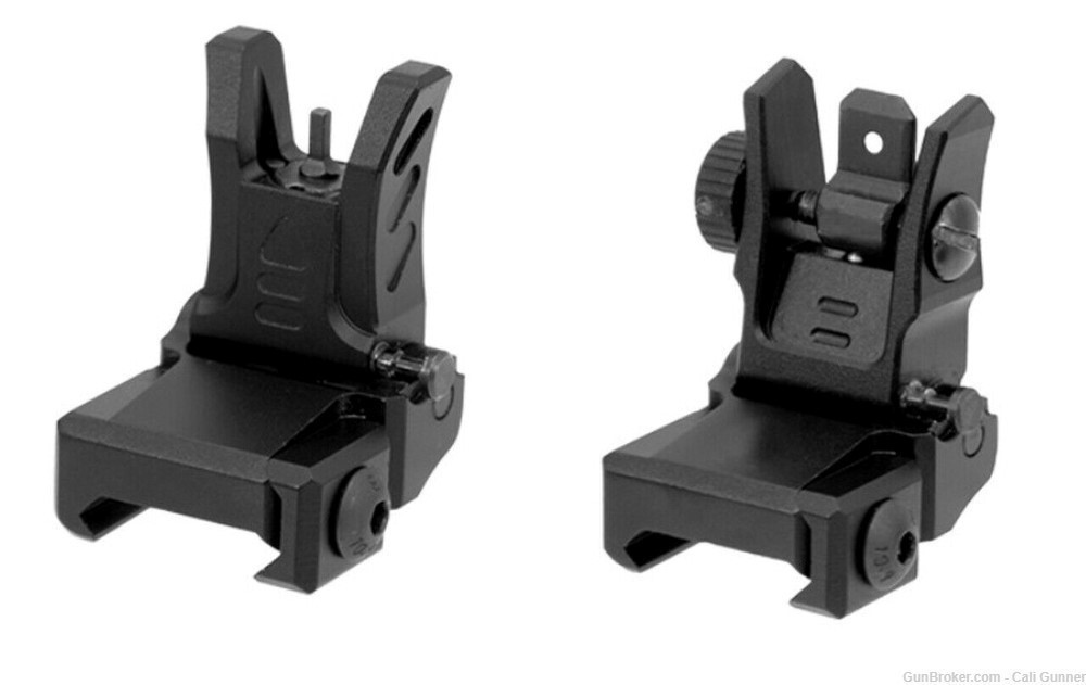 UTG Metal Low Profile Flip-up Sights Set Folding Iron Sights MBUS -img-0