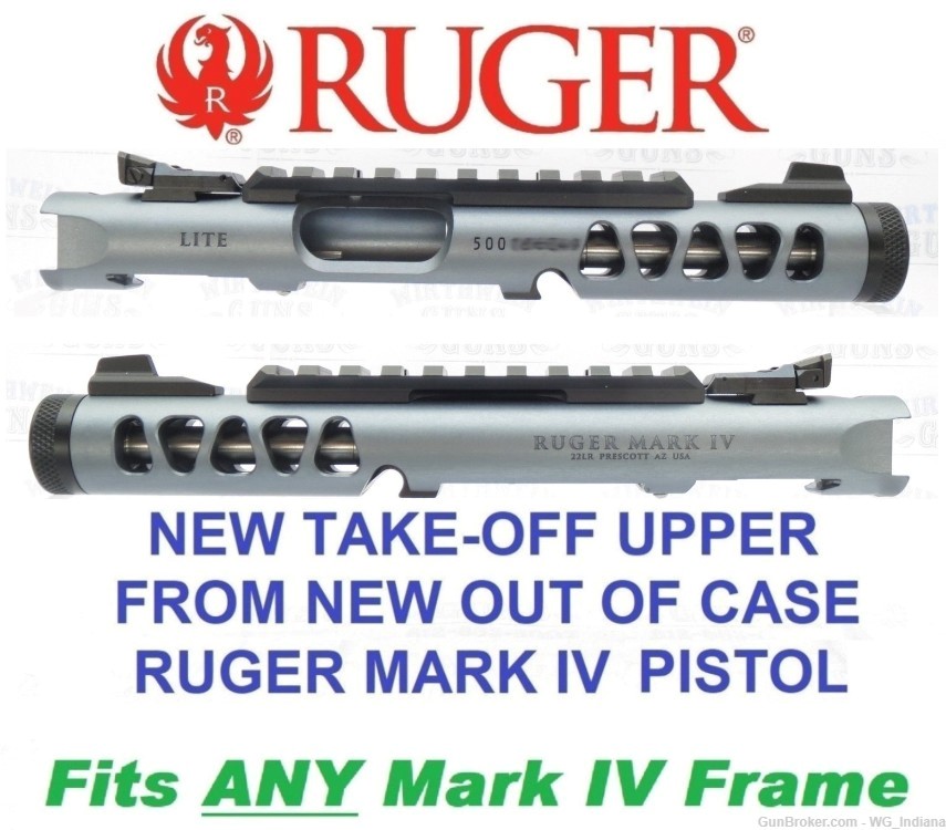 NEW Ruger Mark IV LITE Upper Model 43918 GRAY/BLUE with Black Barrel Liner-img-0
