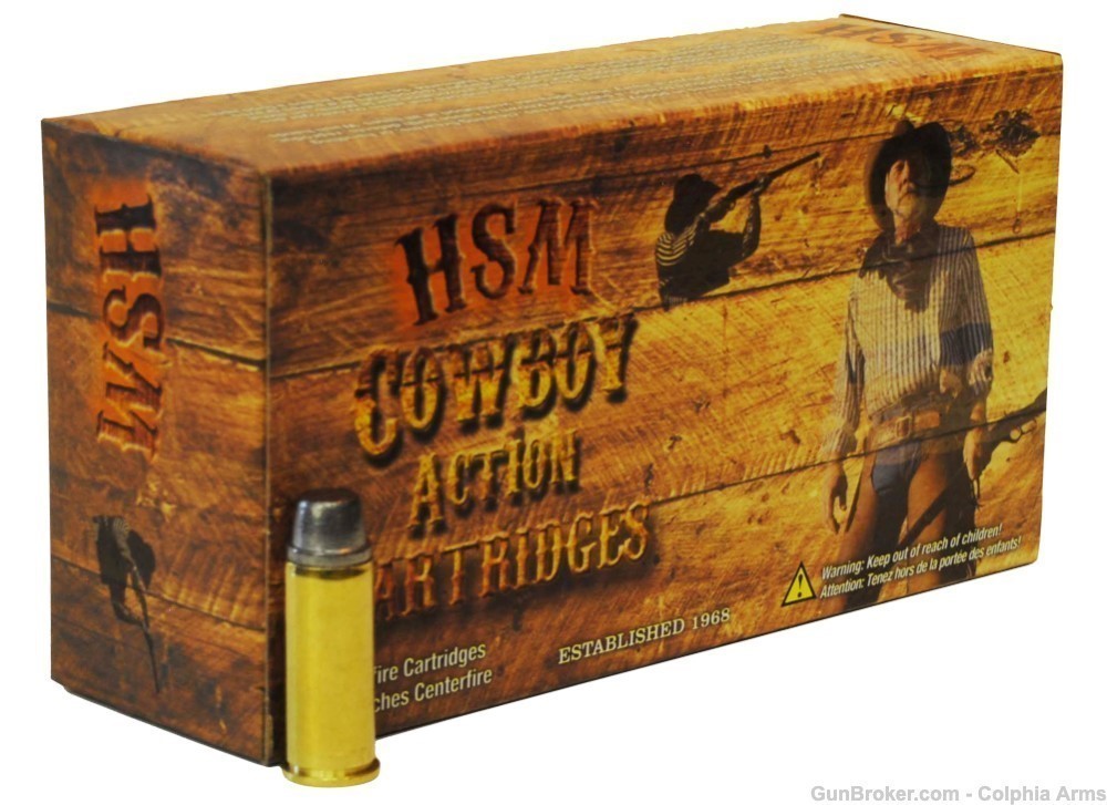 HSM Cowboy Action 44 Mag 200 Gr 975 fps Round Nose Flat Point-50 Rounds Box-img-0