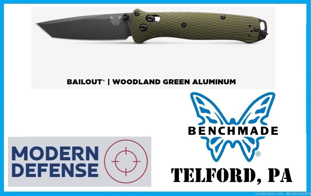 Benchmade Bailout Woodland Green Aluminum Tanto NEW in TELFORD PA-img-0