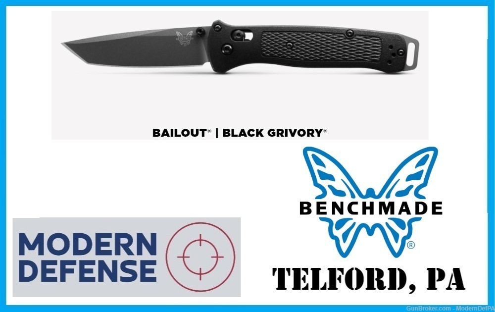 Benchmade Bailout Black Grivory Tanto NEW in TELFORD PA-img-0